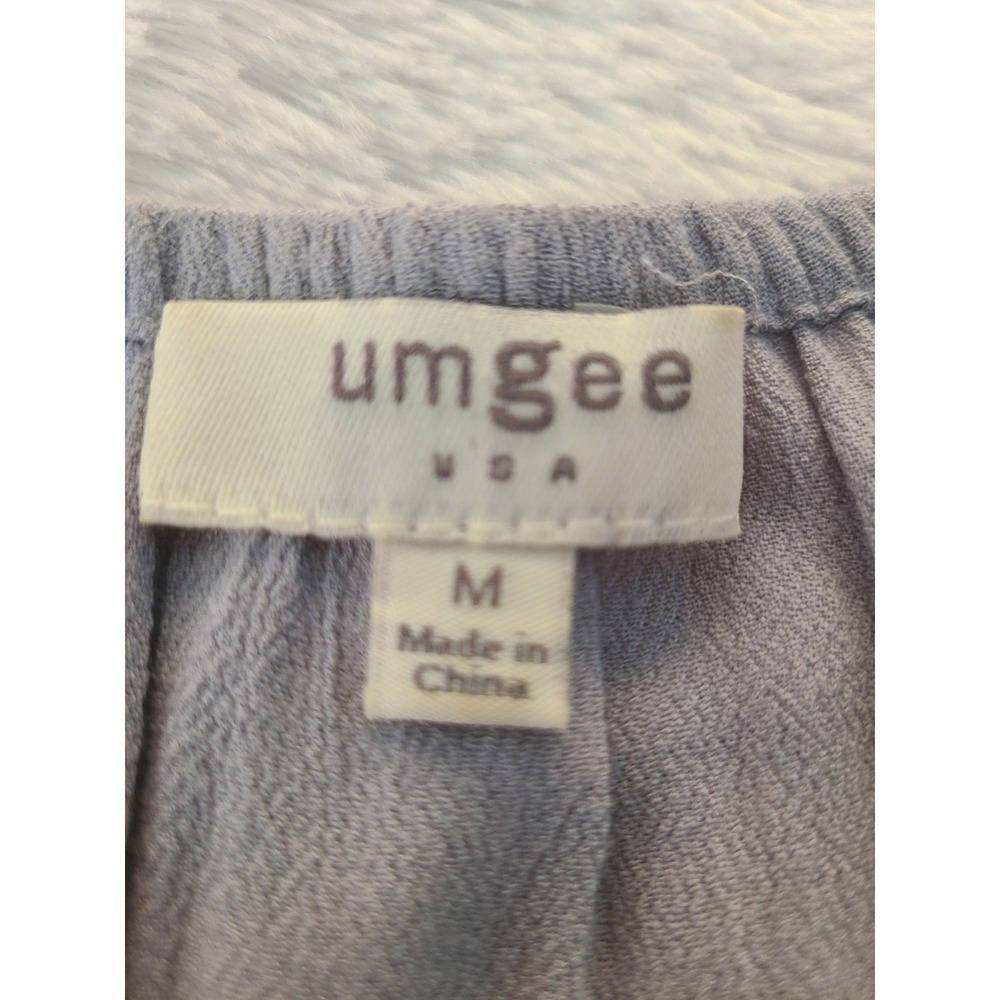 Umgee Womens Floral Embroidered Bell Sleeve Boho Blouse Gray Medium R7126 - Picture 6 of 8